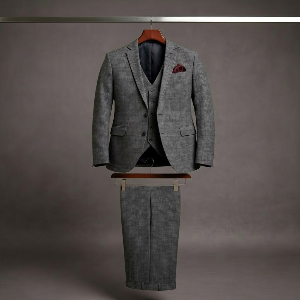 Costume trois pièces à Carreaux Style britannique