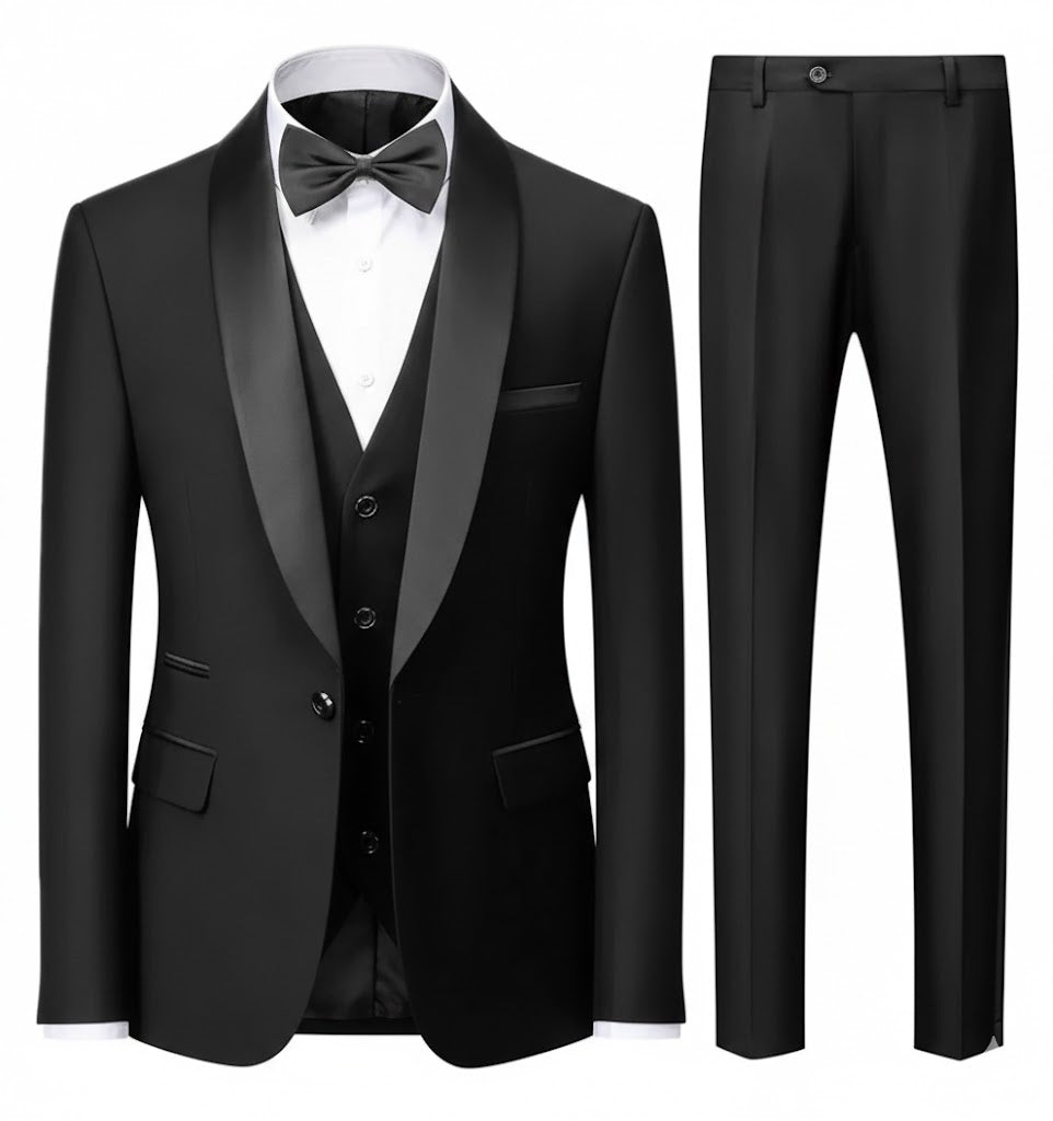 smoking  Noir Trois Pièces