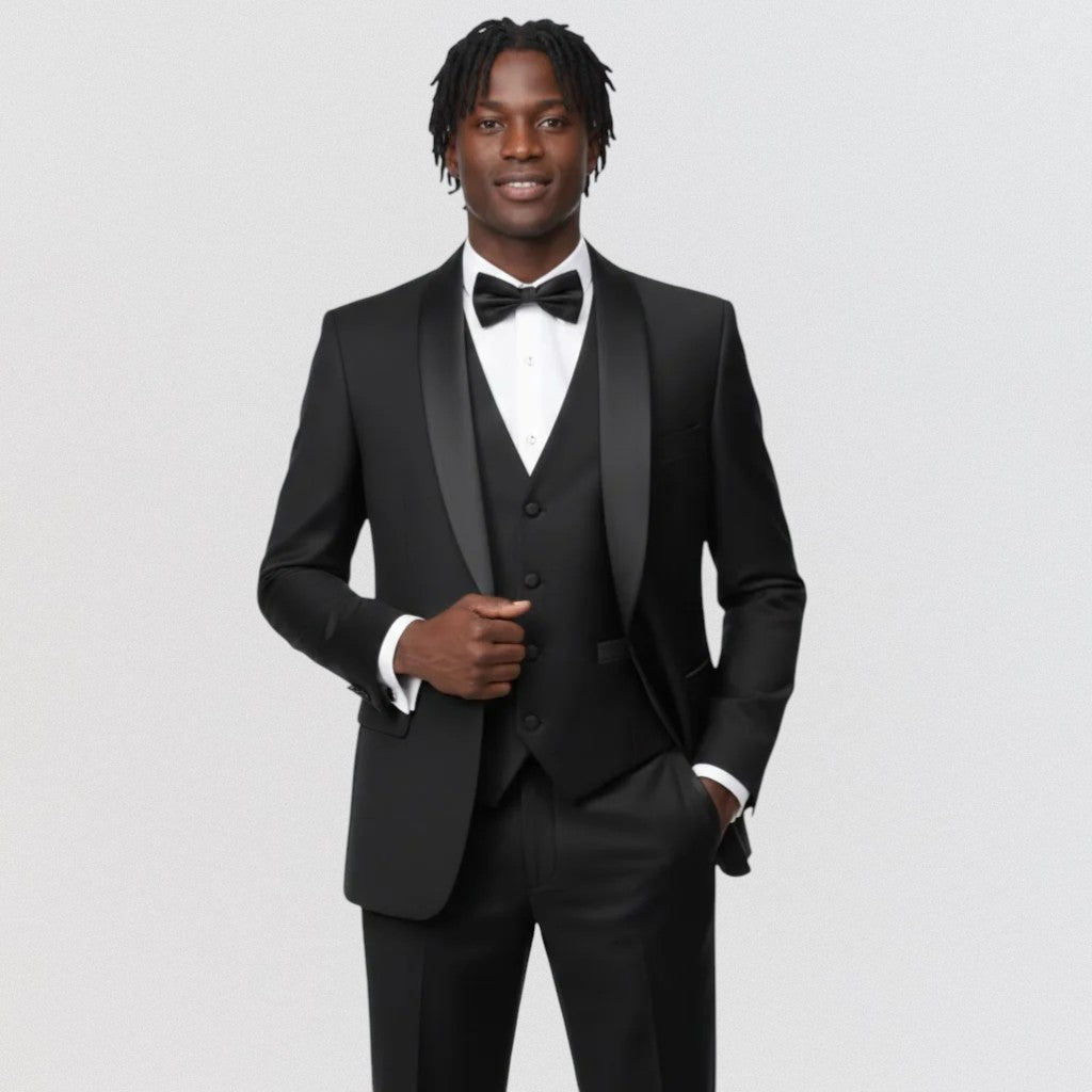 smoking  Noir Trois Pièces