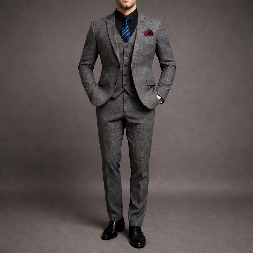 Costume trois pièces à Carreaux Style britannique