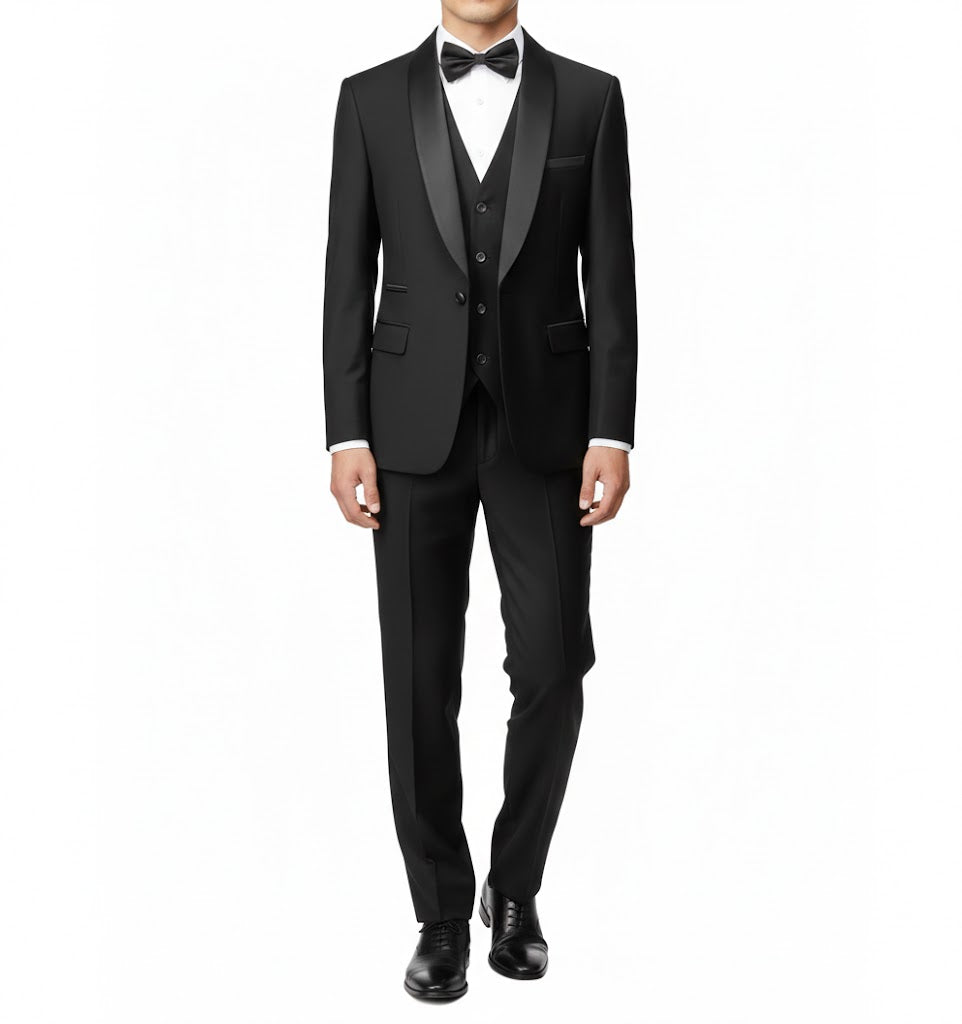 smoking  Noir Trois Pièces